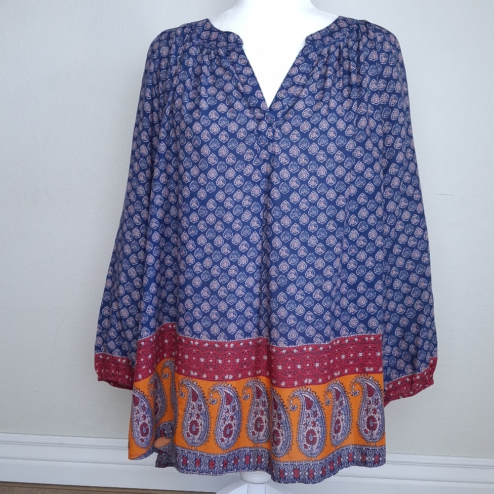Soft Surroundings Boho Paisley Print Tunic Top